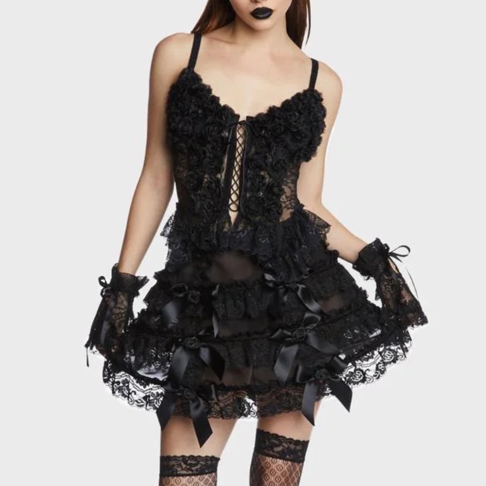 Black Cage Floral Petticoat Hoop